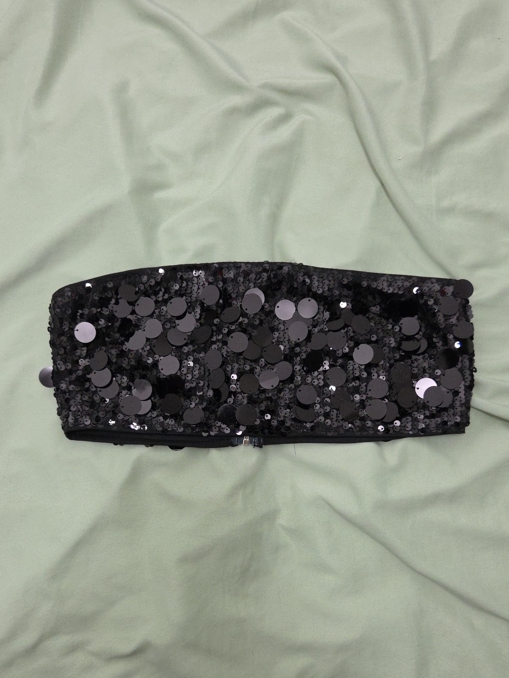 SHEIN Black Sequin Bandeau Tube Top